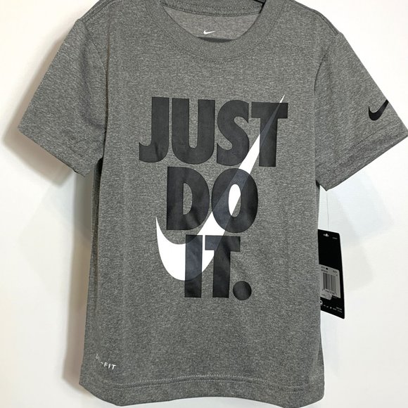 Nike NWT Boys Gray Dry Fit Just Do it Short Sleeve Shirt Size 4/XS - Picture 4 of 6